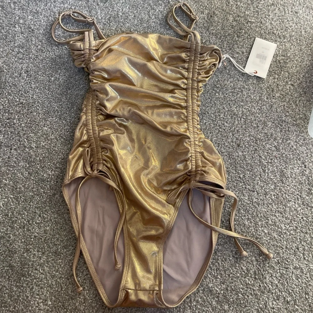 Good American One-Piece Swimsuit – Metallic Gold (Size 1 / Small) - Picture 3 of 9